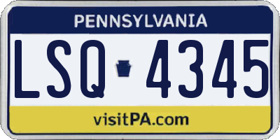 PA license plate LSQ4345
