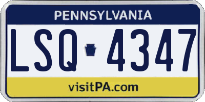 PA license plate LSQ4347