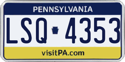 PA license plate LSQ4353