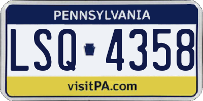 PA license plate LSQ4358