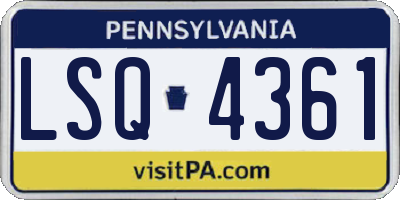 PA license plate LSQ4361