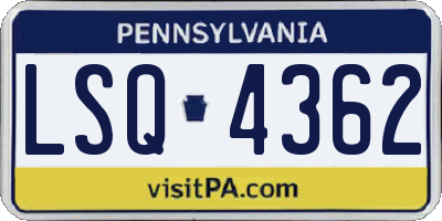 PA license plate LSQ4362