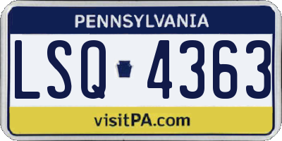 PA license plate LSQ4363