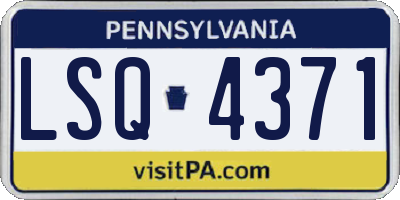 PA license plate LSQ4371