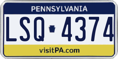 PA license plate LSQ4374