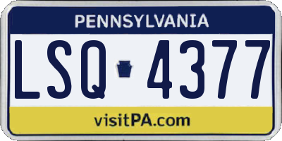PA license plate LSQ4377