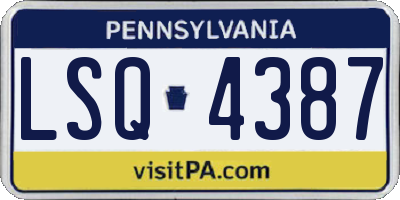 PA license plate LSQ4387