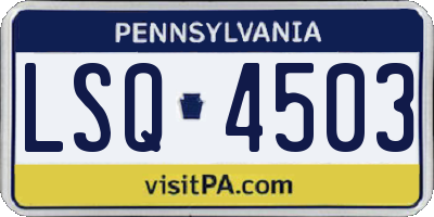 PA license plate LSQ4503