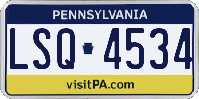 PA license plate LSQ4534