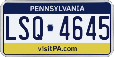 PA license plate LSQ4645
