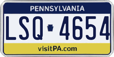 PA license plate LSQ4654