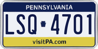 PA license plate LSQ4701