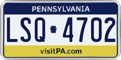PA license plate LSQ4702