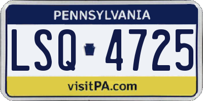 PA license plate LSQ4725