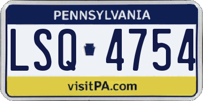 PA license plate LSQ4754