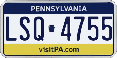 PA license plate LSQ4755