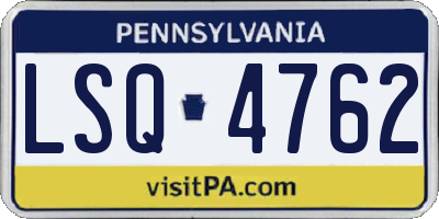 PA license plate LSQ4762