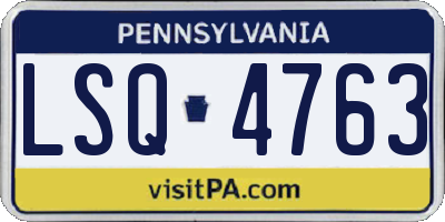 PA license plate LSQ4763