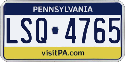 PA license plate LSQ4765