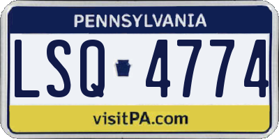 PA license plate LSQ4774