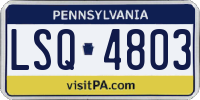 PA license plate LSQ4803