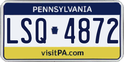 PA license plate LSQ4872