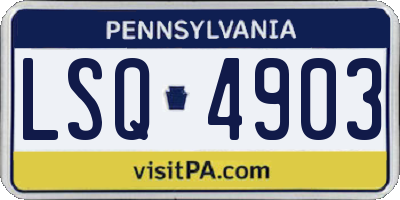 PA license plate LSQ4903