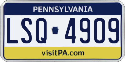PA license plate LSQ4909
