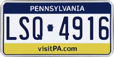 PA license plate LSQ4916
