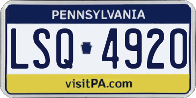 PA license plate LSQ4920