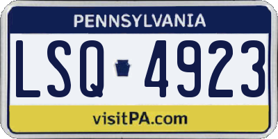 PA license plate LSQ4923