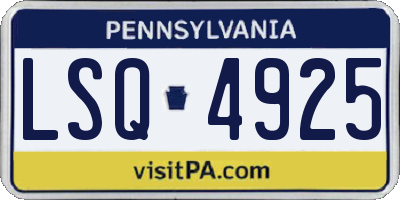 PA license plate LSQ4925