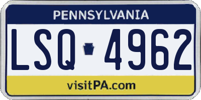 PA license plate LSQ4962