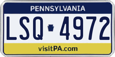 PA license plate LSQ4972
