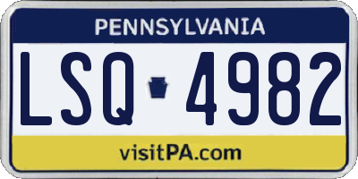 PA license plate LSQ4982