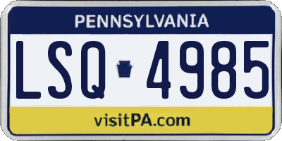 PA license plate LSQ4985