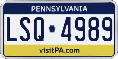 PA license plate LSQ4989