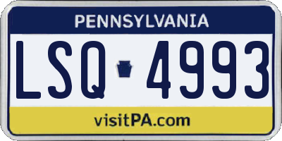 PA license plate LSQ4993
