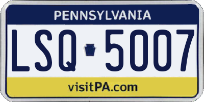 PA license plate LSQ5007