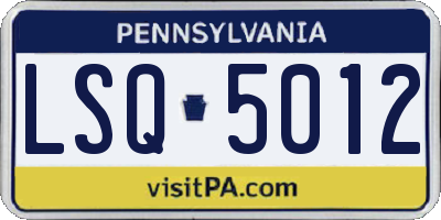 PA license plate LSQ5012