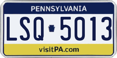 PA license plate LSQ5013