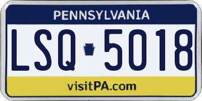 PA license plate LSQ5018