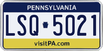 PA license plate LSQ5021