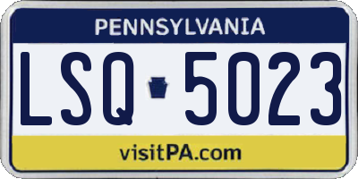 PA license plate LSQ5023
