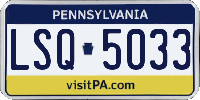 PA license plate LSQ5033