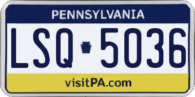 PA license plate LSQ5036