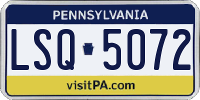 PA license plate LSQ5072