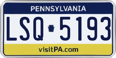 PA license plate LSQ5193