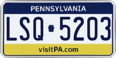 PA license plate LSQ5203