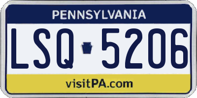 PA license plate LSQ5206